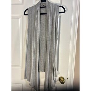 Shop Basic USA Gray Sleeveless Draped Open Front Cardigan Vest M‎